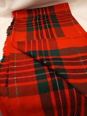Christmas Plaid Red Gold Scarf Large Decorative Table Throw Shawl Multifunction